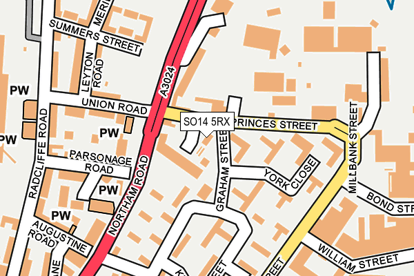 SO14 5RX map - OS OpenMap – Local (Ordnance Survey) SO14 5RX map - OS OpenMap – Local (Ordnance Survey)