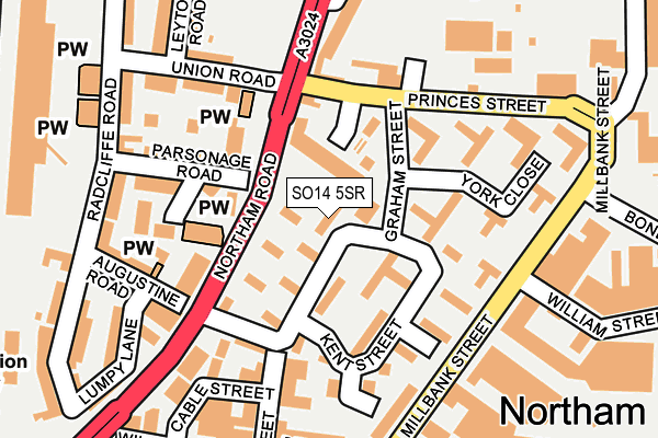 SO14 5SR map - OS OpenMap – Local (Ordnance Survey) SO14 5SR map - OS OpenMap – Local (Ordnance Survey)