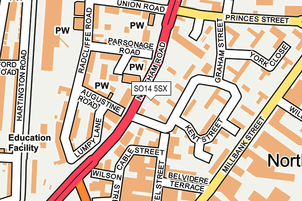 SO14 5SX map - OS OpenMap – Local (Ordnance Survey) SO14 5SX map - OS OpenMap – Local (Ordnance Survey)