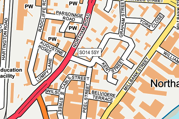 SO14 5SY map - OS OpenMap – Local (Ordnance Survey) SO14 5SY map - OS OpenMap – Local (Ordnance Survey)