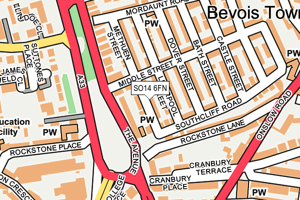 SO14 6FN map - OS OpenMap – Local (Ordnance Survey) SO14 6FN map - OS OpenMap – Local (Ordnance Survey)