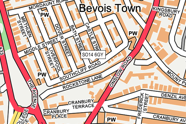 SO14 6GY map - OS OpenMap – Local (Ordnance Survey)
