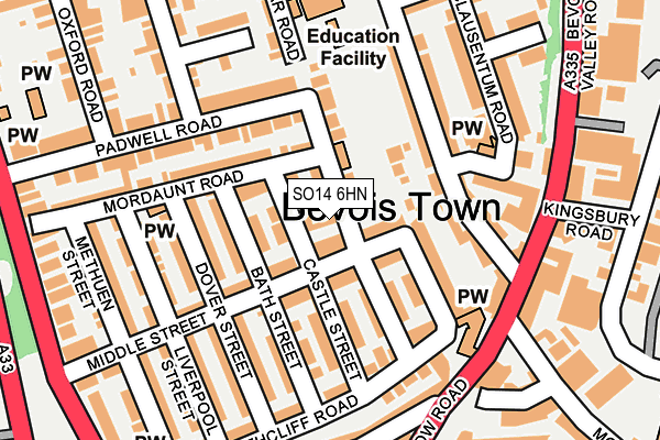 SO14 6HN map - OS OpenMap – Local (Ordnance Survey) SO14 6HN map - OS OpenMap – Local (Ordnance Survey)