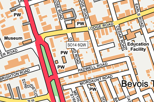 SO14 6QW map - OS OpenMap – Local (Ordnance Survey) SO14 6QW map - OS OpenMap – Local (Ordnance Survey)