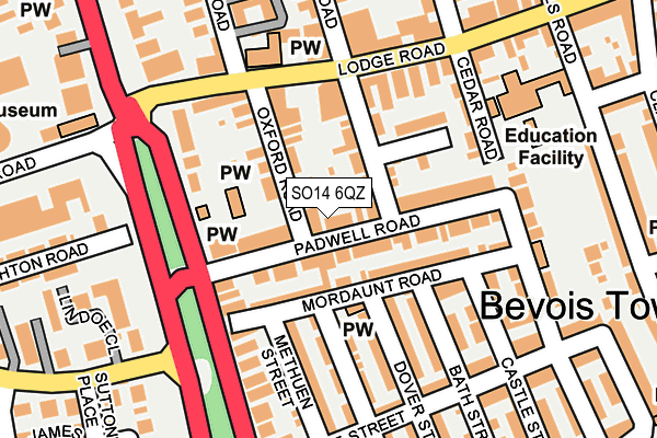 SO14 6QZ map - OS OpenMap – Local (Ordnance Survey)