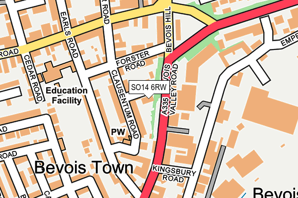 SO14 6RW map - OS OpenMap – Local (Ordnance Survey) SO14 6RW map - OS OpenMap – Local (Ordnance Survey)