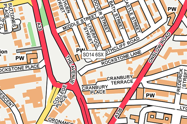 SO14 6SX map - OS OpenMap – Local (Ordnance Survey) SO14 6SX map - OS OpenMap – Local (Ordnance Survey)