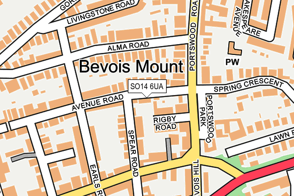 SO14 6UA map - OS OpenMap – Local (Ordnance Survey)