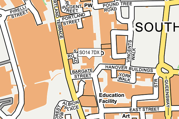 SO14 7DX map - OS OpenMap – Local (Ordnance Survey) SO14 7DX map - OS OpenMap – Local (Ordnance Survey)