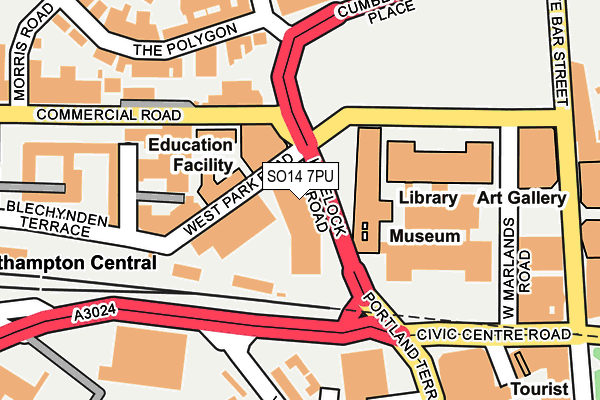 SO14 7PU map - OS OpenMap – Local (Ordnance Survey) SO14 7PU map - OS OpenMap – Local (Ordnance Survey)