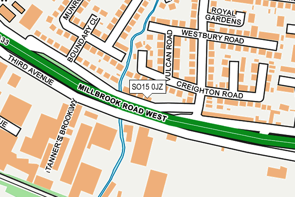 SO15 0JZ map - OS OpenMap – Local (Ordnance Survey) SO15 0JZ map - OS OpenMap – Local (Ordnance Survey)