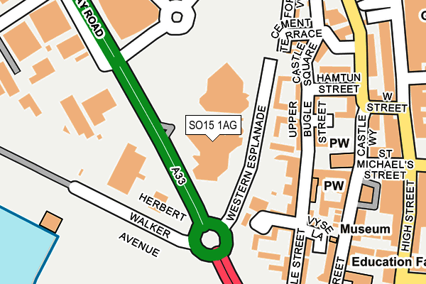SO15 1AG map - OS OpenMap – Local (Ordnance Survey) SO15 1AG map - OS OpenMap – Local (Ordnance Survey)