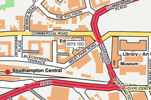 SO15 1DQ map - OS OpenMap – Local (Ordnance Survey) SO15 1DQ map - OS OpenMap – Local (Ordnance Survey)