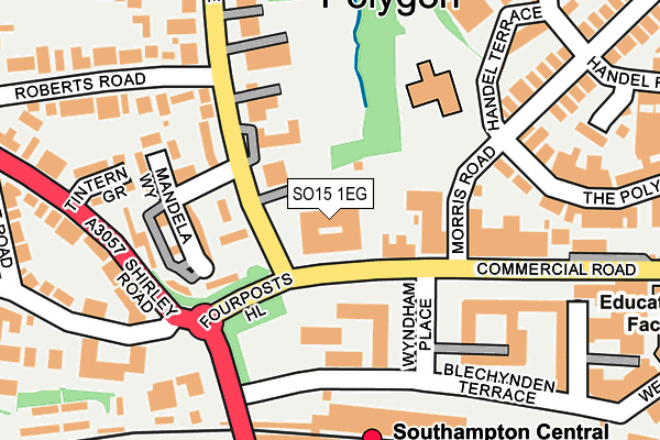 SO15 1EG map - OS OpenMap – Local (Ordnance Survey) SO15 1EG map - OS OpenMap – Local (Ordnance Survey)
