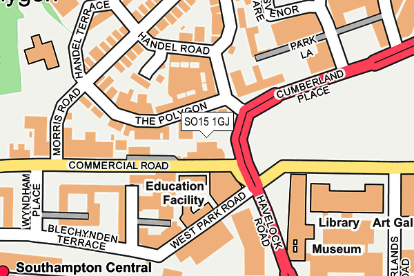 SO15 1GJ map - OS OpenMap – Local (Ordnance Survey)