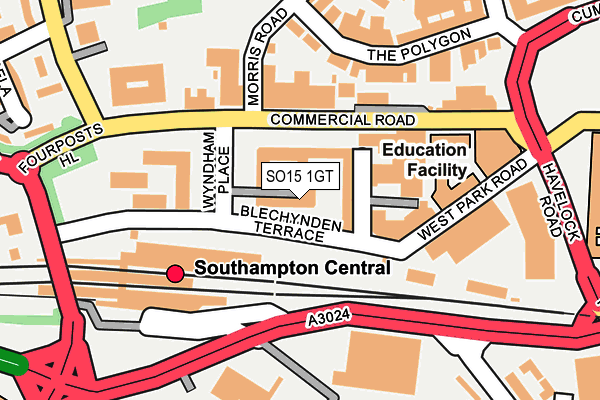 SO15 1GT map - OS OpenMap – Local (Ordnance Survey) SO15 1GT map - OS OpenMap – Local (Ordnance Survey)