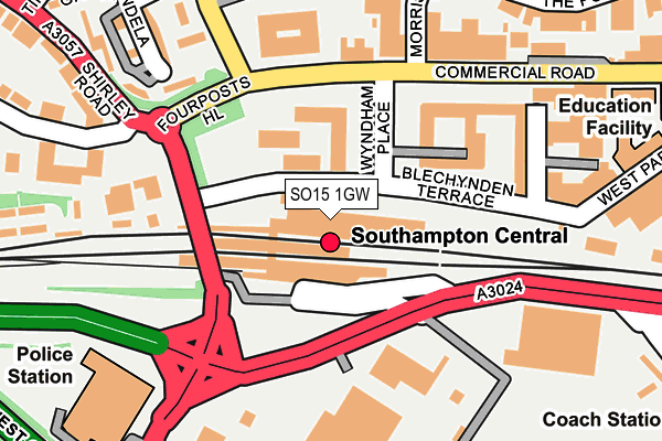 SO15 1GW map - OS OpenMap – Local (Ordnance Survey) SO15 1GW map - OS OpenMap – Local (Ordnance Survey)
