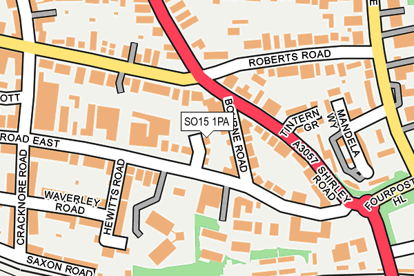 SO15 1PA map - OS OpenMap – Local (Ordnance Survey) SO15 1PA map - OS OpenMap – Local (Ordnance Survey)