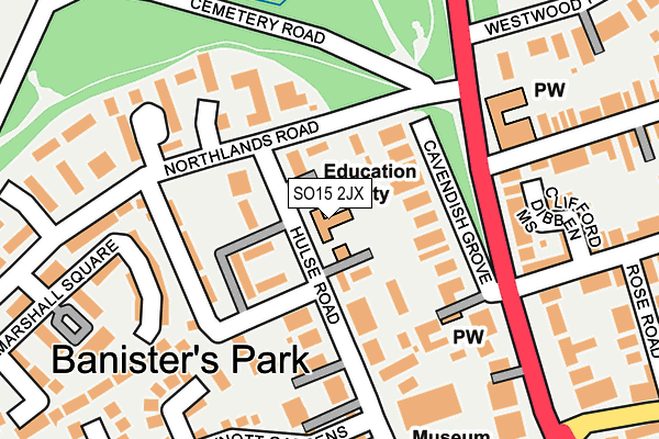 SO15 2JX map - OS OpenMap – Local (Ordnance Survey) SO15 2JX map - OS OpenMap – Local (Ordnance Survey)