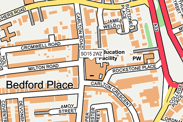 SO15 2WZ map - OS OpenMap – Local (Ordnance Survey) SO15 2WZ map - OS OpenMap – Local (Ordnance Survey)