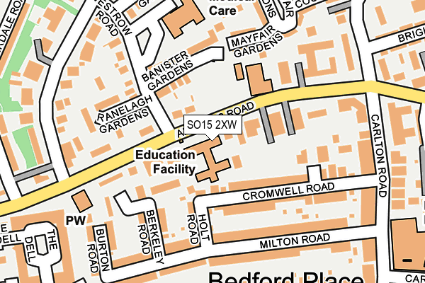 SO15 2XW map - OS OpenMap – Local (Ordnance Survey) SO15 2XW map - OS OpenMap – Local (Ordnance Survey)