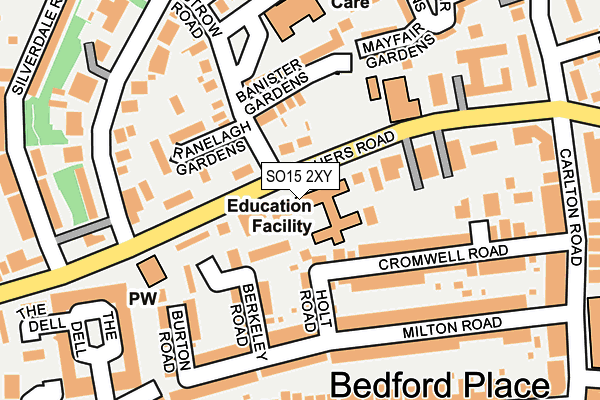 SO15 2XY map - OS OpenMap – Local (Ordnance Survey) SO15 2XY map - OS OpenMap – Local (Ordnance Survey)
