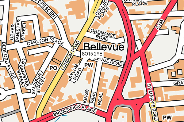 SO15 2YE map - OS OpenMap – Local (Ordnance Survey) SO15 2YE map - OS OpenMap – Local (Ordnance Survey)