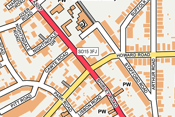 SO15 3FJ map - OS OpenMap – Local (Ordnance Survey) SO15 3FJ map - OS OpenMap – Local (Ordnance Survey)