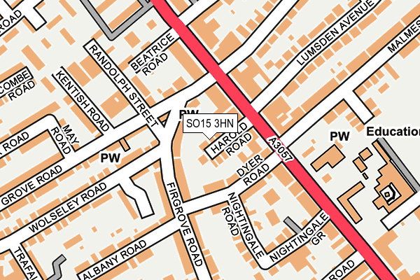 SO15 3HN map - OS OpenMap – Local (Ordnance Survey) SO15 3HN map - OS OpenMap – Local (Ordnance Survey)