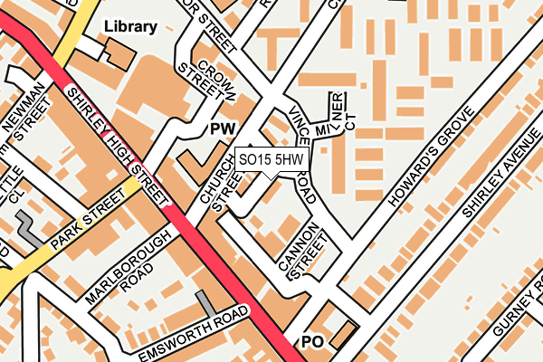 SO15 5HW map - OS OpenMap – Local (Ordnance Survey) SO15 5HW map - OS OpenMap – Local (Ordnance Survey)