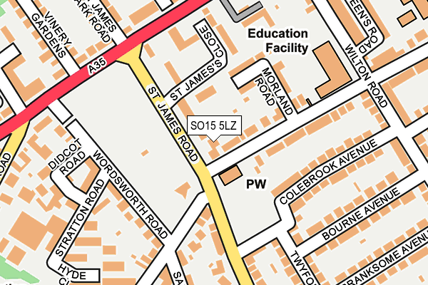 SO15 5LZ map - OS OpenMap – Local (Ordnance Survey) SO15 5LZ map - OS OpenMap – Local (Ordnance Survey)