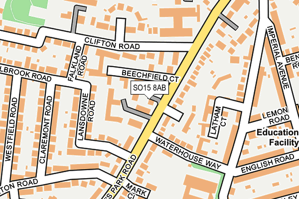 SO15 8AB map - OS OpenMap – Local (Ordnance Survey) SO15 8AB map - OS OpenMap – Local (Ordnance Survey)