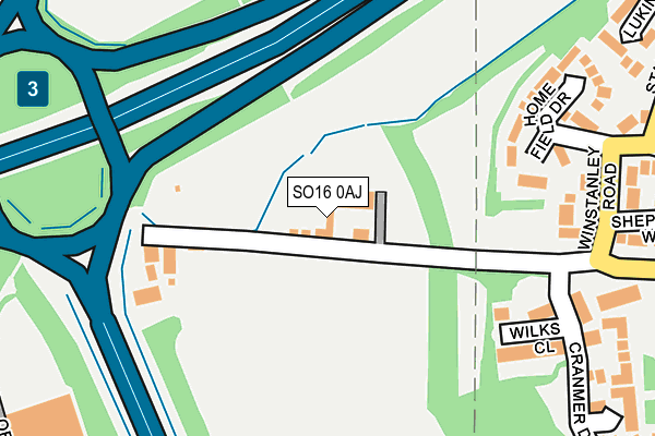 SO16 0AJ map - OS OpenMap – Local (Ordnance Survey) SO16 0AJ map - OS OpenMap – Local (Ordnance Survey)