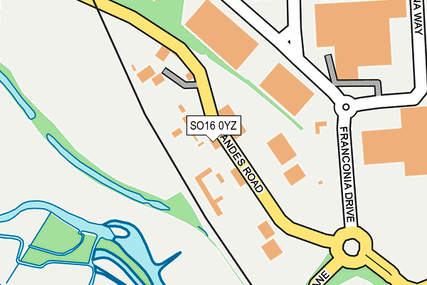 SO16 0YZ map - OS OpenMap – Local (Ordnance Survey) SO16 0YZ map - OS OpenMap – Local (Ordnance Survey)