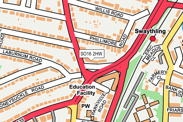 SO16 2HW map - OS OpenMap – Local (Ordnance Survey) SO16 2HW map - OS OpenMap – Local (Ordnance Survey)