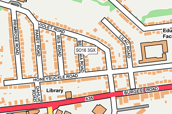 SO16 3GX map - OS OpenMap – Local (Ordnance Survey) SO16 3GX map - OS OpenMap – Local (Ordnance Survey)