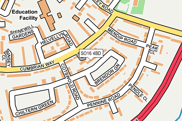 SO16 4BD map - OS OpenMap – Local (Ordnance Survey) SO16 4BD map - OS OpenMap – Local (Ordnance Survey)
