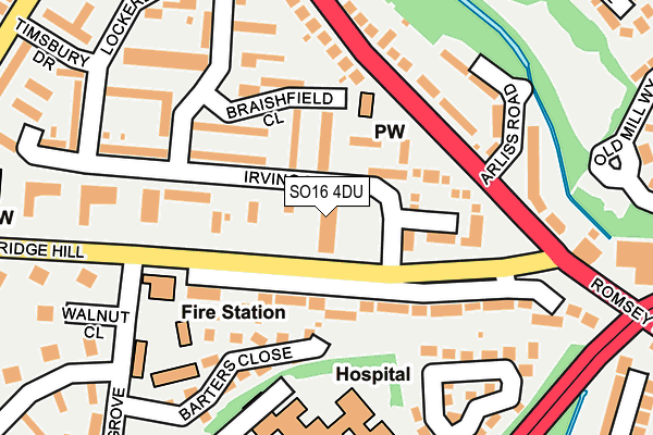 SO16 4DU map - OS OpenMap – Local (Ordnance Survey)