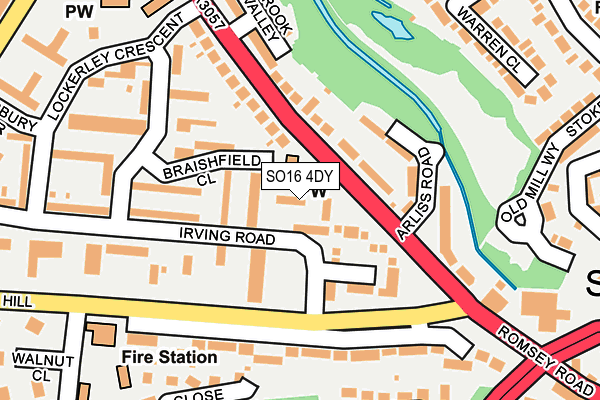 SO16 4DY map - OS OpenMap – Local (Ordnance Survey)