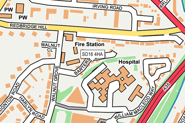 SO16 4HA map - OS OpenMap – Local (Ordnance Survey) SO16 4HA map - OS OpenMap – Local (Ordnance Survey)