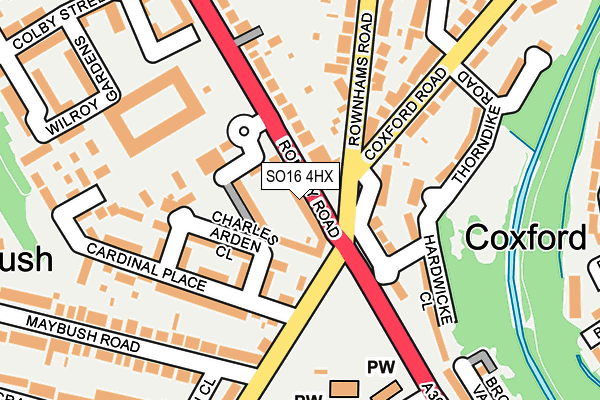 SO16 4HX map - OS OpenMap – Local (Ordnance Survey) SO16 4HX map - OS OpenMap – Local (Ordnance Survey)