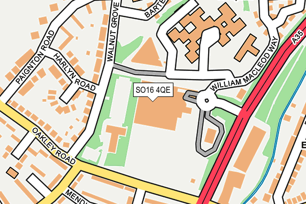 SO16 4QE map - OS OpenMap – Local (Ordnance Survey) SO16 4QE map - OS OpenMap – Local (Ordnance Survey)