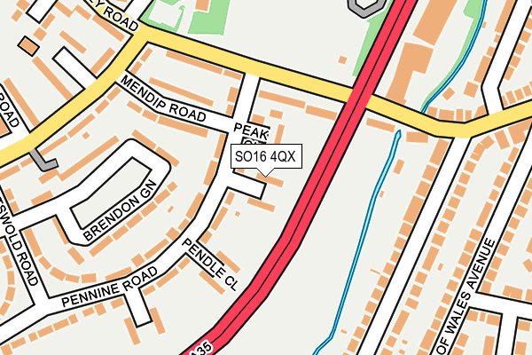 SO16 4QX map - OS OpenMap – Local (Ordnance Survey) SO16 4QX map - OS OpenMap – Local (Ordnance Survey)