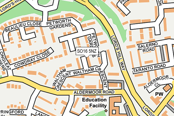 SO16 5NZ map - OS OpenMap – Local (Ordnance Survey) SO16 5NZ map - OS OpenMap – Local (Ordnance Survey)