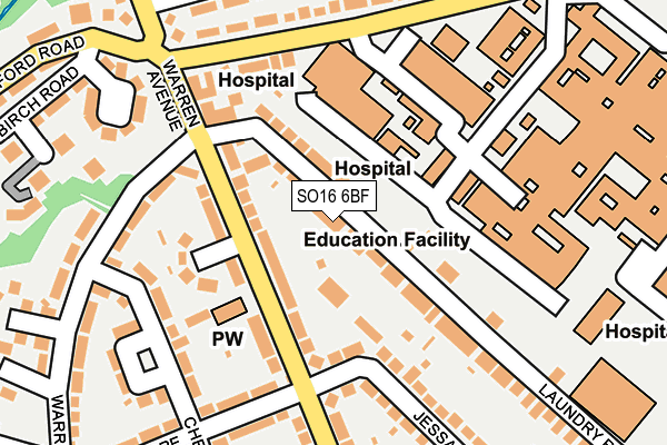 SO16 6BF map - OS OpenMap – Local (Ordnance Survey) SO16 6BF map - OS OpenMap – Local (Ordnance Survey)