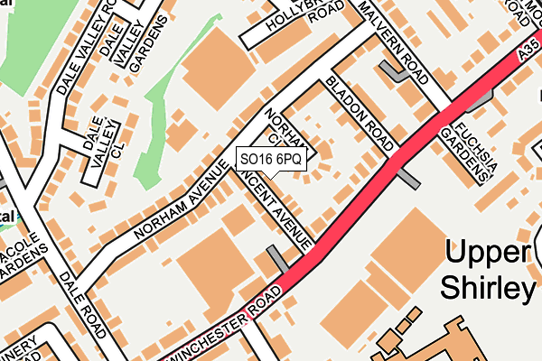 SO16 6PQ map - OS OpenMap – Local (Ordnance Survey)