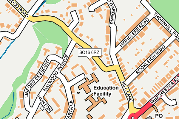 SO16 6RZ map - OS OpenMap – Local (Ordnance Survey) SO16 6RZ map - OS OpenMap – Local (Ordnance Survey)