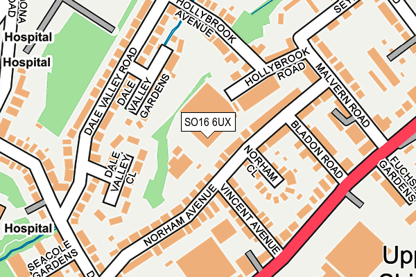 SO16 6UX map - OS OpenMap – Local (Ordnance Survey) SO16 6UX map - OS OpenMap – Local (Ordnance Survey)