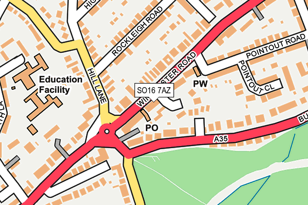 SO16 7AZ map - OS OpenMap – Local (Ordnance Survey) SO16 7AZ map - OS OpenMap – Local (Ordnance Survey)