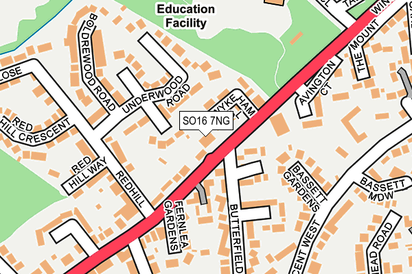 SO16 7NG map - OS OpenMap – Local (Ordnance Survey) SO16 7NG map - OS OpenMap – Local (Ordnance Survey)